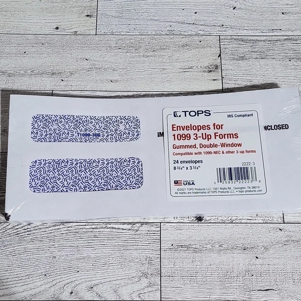 Envelopes for 1099  3-Up forms‎ Gummed Double Sided IRS Complaint NEW 24 pack